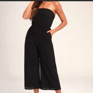 New Lulus - Women - XL BLK Embroidered Pants Jump Suit